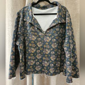 NATURAL LIFE Pullover Sweatshirt Oversized Retro Boho Bloom Floral Size L/XL